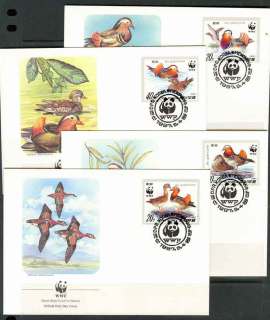 Korea-DPR-1987 WWF Mandarin Duck FDCs