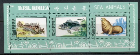 Korea-DPR-1979-marine-Life-Sea-Animals-MS-CTO