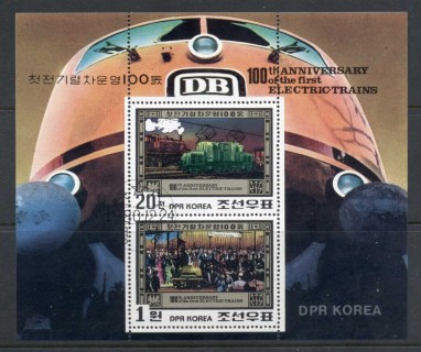 Korea-DPR-1980-Electric-Trains-Centenary-MS-CTO