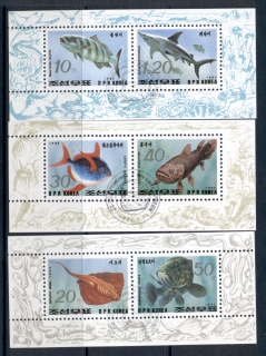 Korea-DPR-1993-marine-Life-Fish-3xMS-CTO