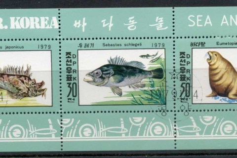 Korea-DPR-1979-marine-Life-Sea-Animals-MS-CTO