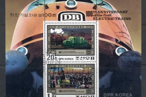 Korea-DPR-1980-Electric-Trains-Centenary-MS-CTO