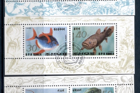 Korea-DPR-1993-marine-Life-Fish-3xMS-CTO