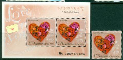 Korea-2001-Roses-Philatelic-Week-MS-MUH