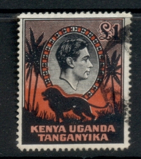 Kenya-Uganda-Tanganyika-1938-54-KGVI-Pictorial-1-pound-Perf-14-FU