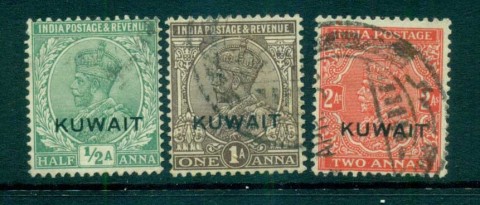 Kuwait-1929-37-KGV-india-Opts-Wmk-Multi-Star-AsstFU-lot73733