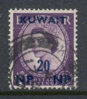 Kuwait-1957-58-QEII-Wilding-Opt-20np-on-3d-FU