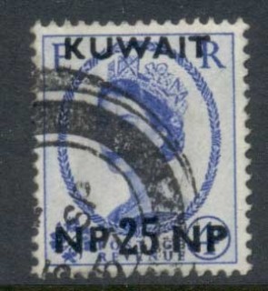 Kuwait-1957-58-QEII-Wilding-Opt-25np-on-4d-FU