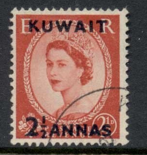 Kuwait-1952-54-QEII-Wilding-Opt-2-5a-on-2-5d-FU