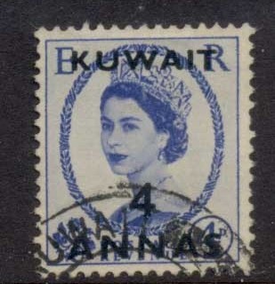 Kuwait-1956-QEII-Wilding-Opt-4a-on-4d-FU