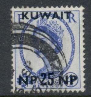 Kuwait-1957-58-QEII-Wilding-Opt-25np-on-4d-FU