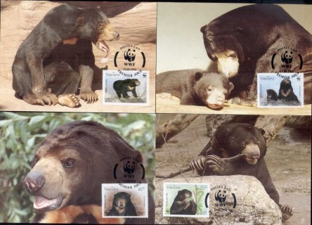 Laos-1994 WWF Sun Bear Maxicards