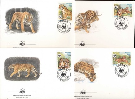 Laos-1984 WWF Indian Tiger 4xFDC