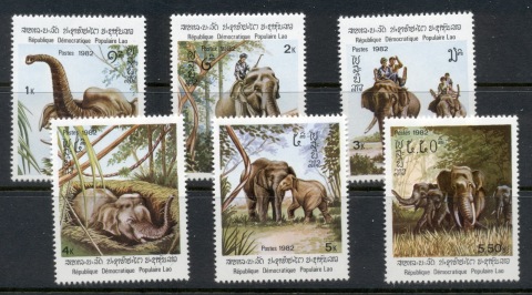 Laos-1982-Indian-Elephants-MUH