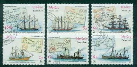 Laos-1987-Packet-Ships-tampless-letters-CTO-Lot46249