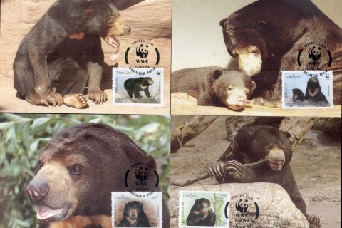 Laos-1994 WWF Sun Bear Maxicards