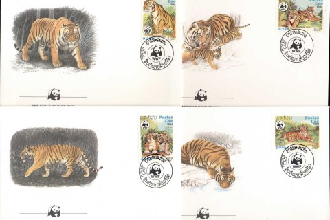 Laos-1984 WWF Indian Tiger 4xFDC