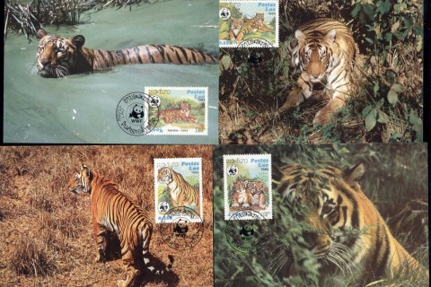 Laos-1984 WWF Indian Tiger 4xMaxicard