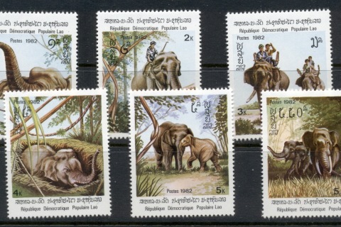 Laos-1982-Indian-Elephants-MUH