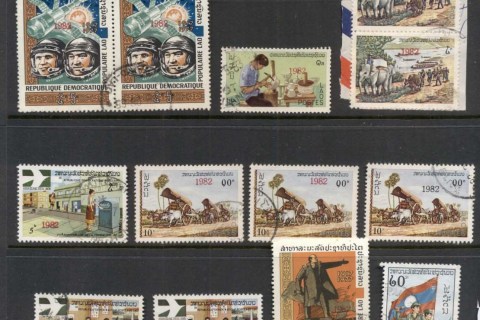 Laos-1982-Overprints-Asst-scarce-FU