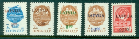 Latvia-1992-Overprints-on-Russia-MUH