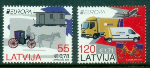 Latvia-2013-EUROPA-Stamps-Postal-Vehicles-MUH
