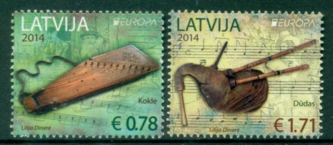 Latvia-2014-EUROPA-Stamps-Musical-Instruments-MUH
