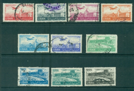 Lebanon-1952-Khalde-Airport-Byblos-Amphitheatre-Aisr-10FU-lot36926