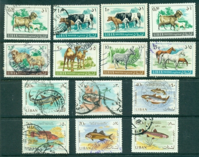 Lebanon-1968-Animals-Fish-Asst-MLH-FU-lot36988