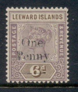 Leeward-Is-1902-QV-Portrait-Surch-One-Penny-on-6d-MLH