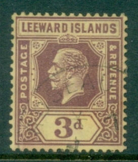 Leeward-Is-1921-32-KGV-Portrait-Wmk-Multiple-Crown-Script-CA-3d-violet-on-yellow-FU