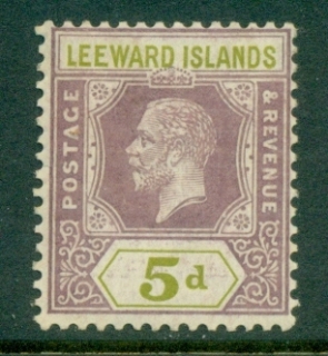 Leeward-Is-1921-32-KGV-Portrait-Wmk-Multiple-Crown-Script-CA-5d-MLH