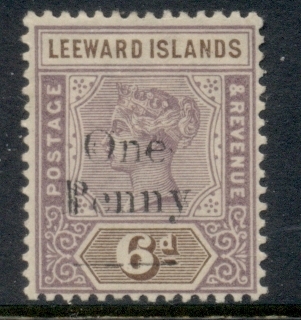 Leeward-Is-1902-QV-Portrait-Surch-One-Penny-on-6d-MLH