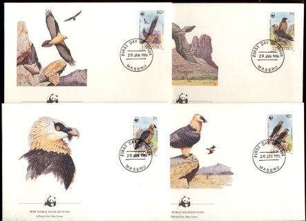 Lesotho-1986 WWF Lammergeir, Bird 4xFDC