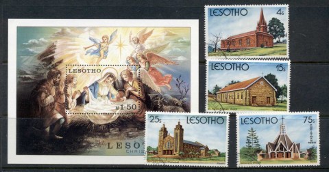 Lesotho-1980-Xmas-Churches-MS-FU