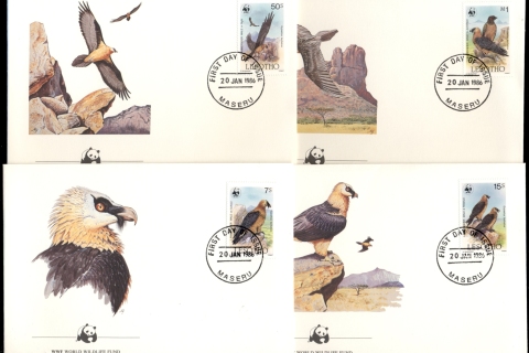 Lesotho-1986 WWF Lammergeir, Bird 4xFDC
