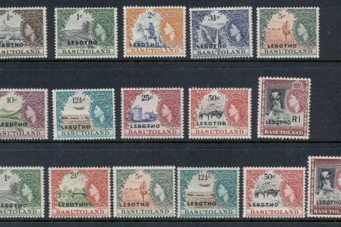 Lesotho-1966-QEII-Pictorials-Opt-on-Basutoland-MLH