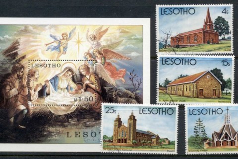 Lesotho-1980-Xmas-Churches-MS-FU