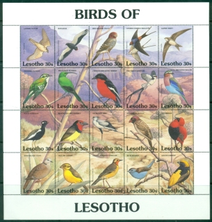 Lesotho-1992-Native-Birds-MS-MUH-XL-Shipping