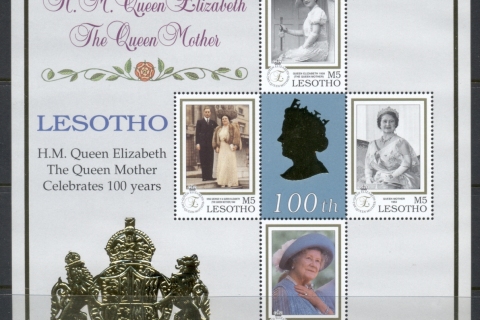 Lesotho-1999-Queen-Mother-100th-Birthday-MS4-MUH