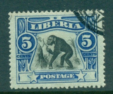 Liberia-1906-5c-Chimpanzee-CTO-lot56659