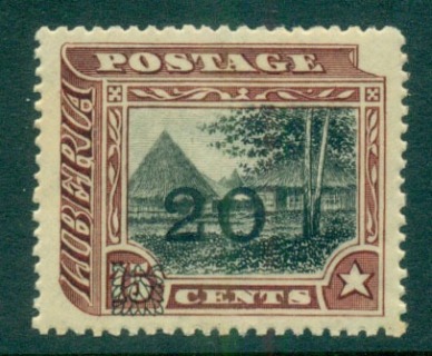 Liberia-1915-20c-Opt-on-Village-MLH-lot56661