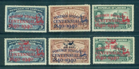 Liberia-1941-Postage-Stamp-centennial-Air-MLH-lot56681