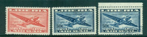 Liberia-1948-Airmail-asst-MLH-CTO-Lot56813