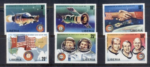 Liberia-1975-Apollo-Soyuz-Joint-Russia-USA-Space-Project-MUH