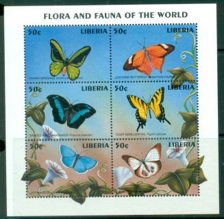 Liberia-1998-Flora-Fauna-of-the-World-Insects-Butterflies-MS-MUH_1