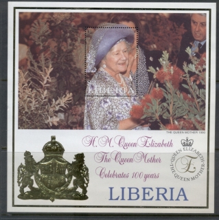 Liberia-1999-Queen-Mother-100th-Birthday-MS1-MUH