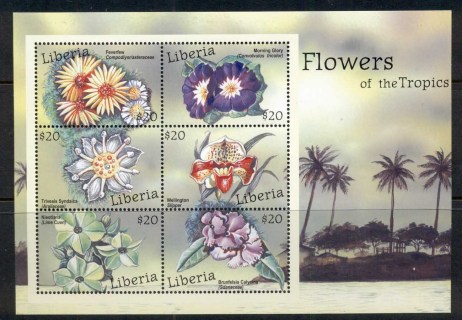 Liberia-2000-Flowers-of-the-Tropics-sheetlet-MUH