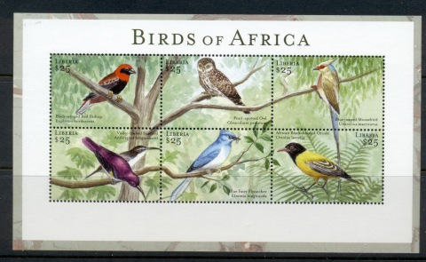 Liberia-2001-Birds-of-Africa-MS-MUH