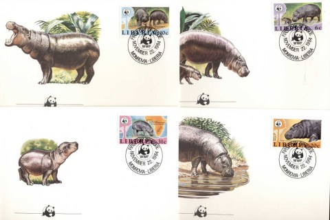 Liberia-1984 WWF Hippopotamus 4xFDC